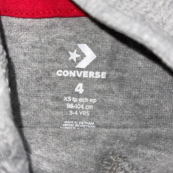 All Star Converse Kid Boy Lightweight Long Sleeve Tee with Hoodie - Picture 3 of 5